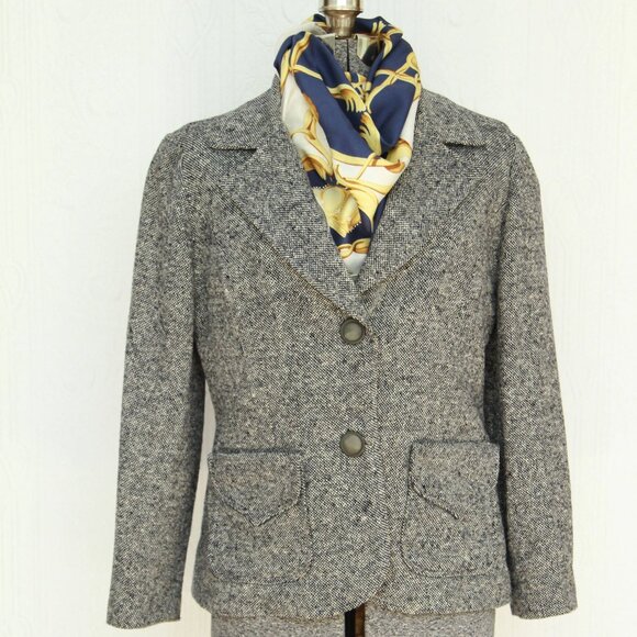 60's 70's Navy tweed jacket - Picture 1 of 2